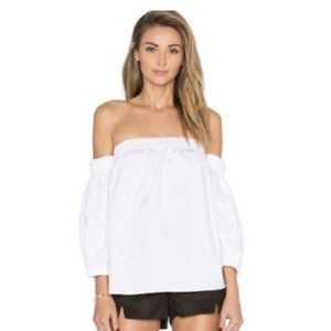 Milly of New York White Poplin Off the Shoulder Blouse
